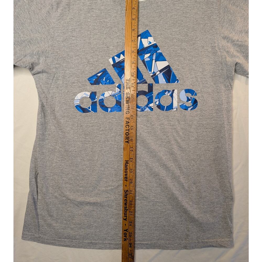 Adidas The Go To Tee Graphic T Shirt Sz M Gray Blue Abstract Sportswear Workout - Picture 6 of 7